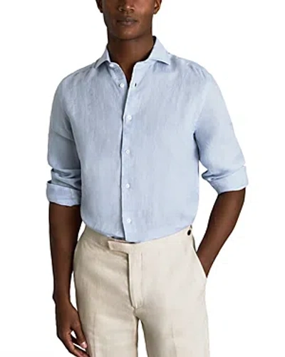 Shop Reiss Ruban Long Sleeve Linen Shirt In Light Blue