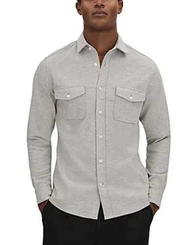 Shop Reiss Raglan Long Sleeve Jersey Textured Shirt In Soft Grey