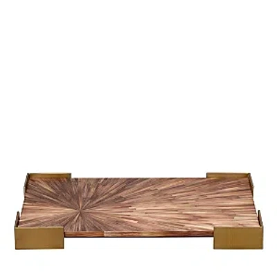 Shop Jamie Young Palm Marquetry Tray In Brown