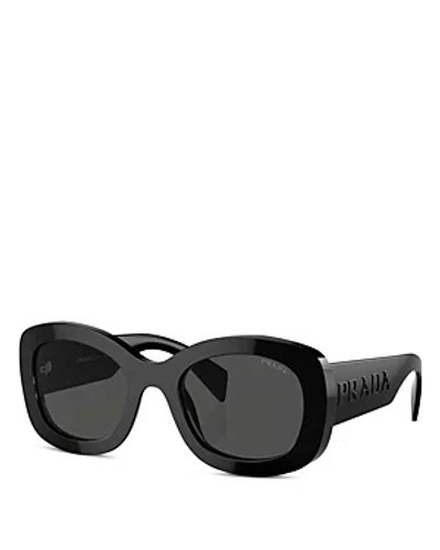Shop Prada Oval Sunglasses, 55mm In Black/gray Solid