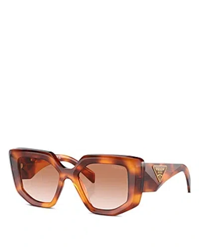 Shop Prada Symbole Geometric Sunglasses, 50mm In Brown/brown Gradient