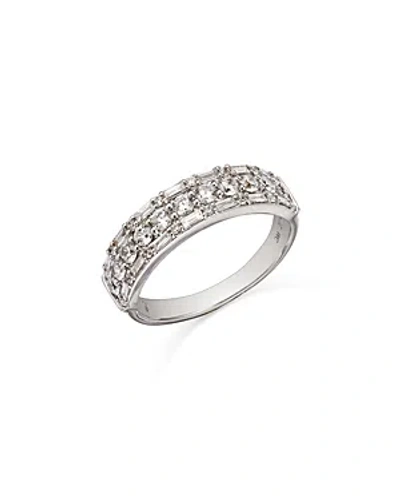 Shop Bloomingdale's Diamond Round & Baguette Three Row Ring In 14k White Gold, 2.0 Ct. T.w.