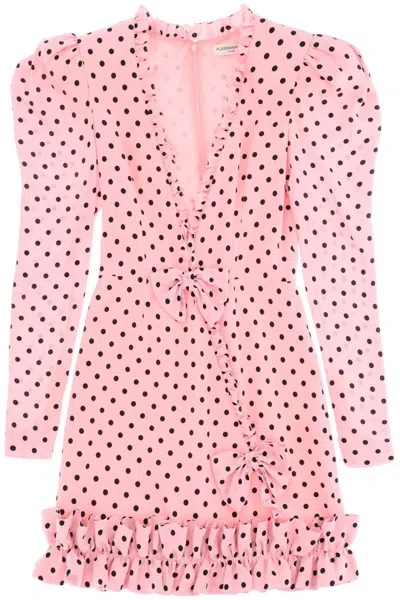 Shop Alessandra Rich "polka Dot Crepe De Chine Mini In Pink