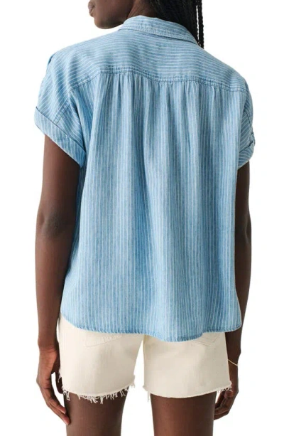 Shop Faherty Breeze Short Sleeve Shirt In Tried And True Stripe
