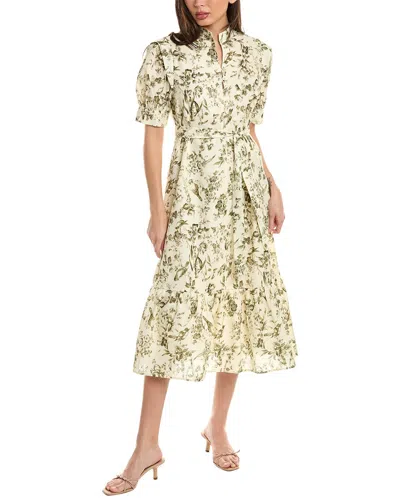 Shop Opt O.p.t. Shea Linen-blend Midi Dress In Brown