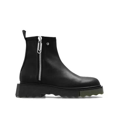 Shop Off-white Ankle Leather Boots In Black