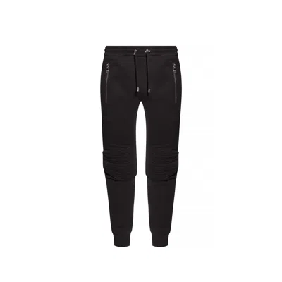 Shop Balmain Cotton Sweatpants In Black