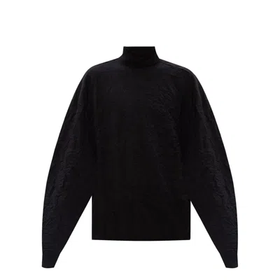 Shop Balenciaga Oversize Turtleneck Sweater In Black
