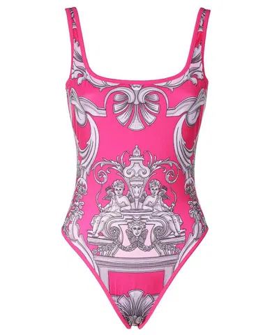 Shop Versace One-piece Swimsuit In Fuchsia