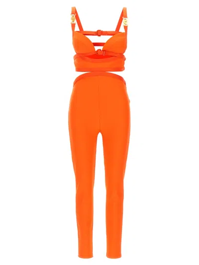 Shop Versace La Vacanza Capsule Medusa 95 Jumpsuit In Orange