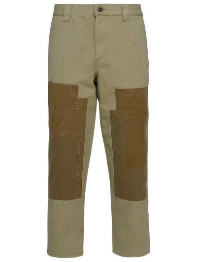 Shop Golden Goose Panlled Trousers In Yellow Cream