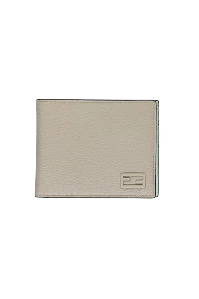 Shop Fendi Flap-over Wallet In Grey