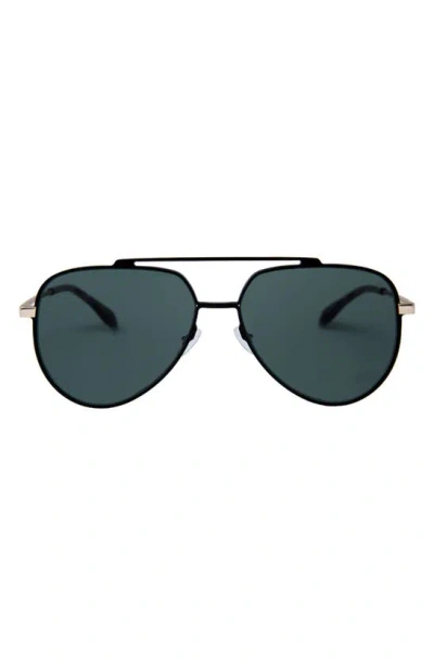 Shop Mita Sustainable Eyewear Vizcaya 58mm Aviator Sunglasses In Matte Black/ Green