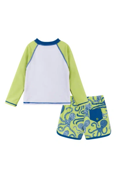 Shop Andy & Evan Long Sleeve Two-piece Rashguard Swimsuit In Lime Octo