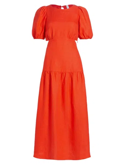 Shop Kivari Women's Kennedy Puff-sleeve Cut-out Maxi Dress In Scarlet