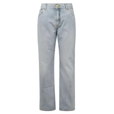 Shop Balmain Wide Leg Jeans In Default Title