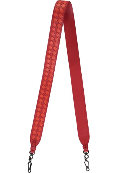 Shop Bottega Veneta Leather Shoulder Strap In Red