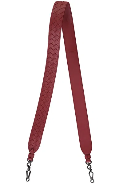Shop Bottega Veneta Leather Shoulder Strap In Red