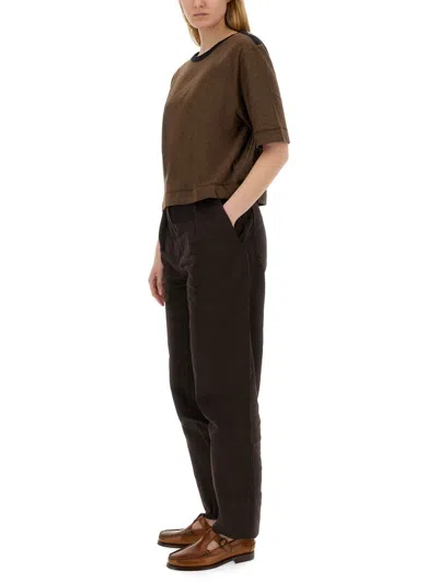 Shop Margaret Howell Cropped T-shirt In Brown