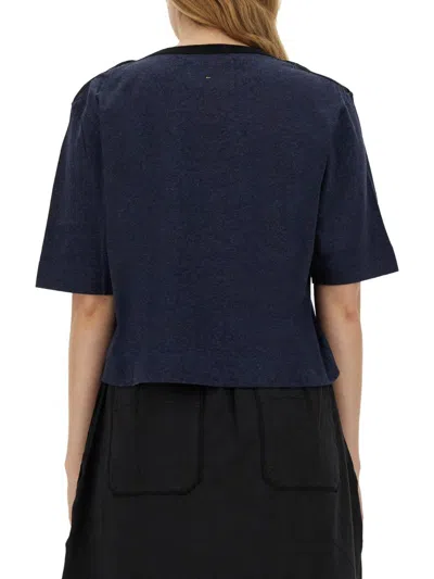 Shop Margaret Howell Cropped T-shirt In Blue