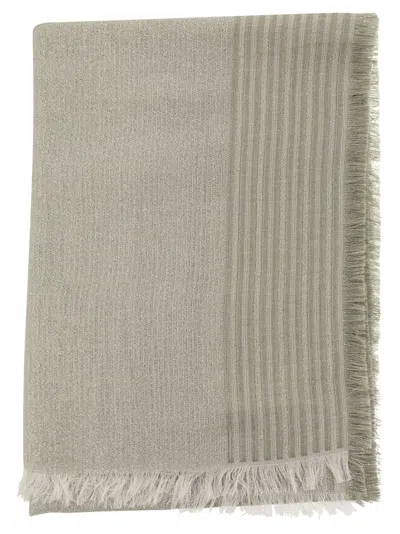 Shop Peserico Cotton, Modal, Linen And Lurex Blend Triple Veil Stole