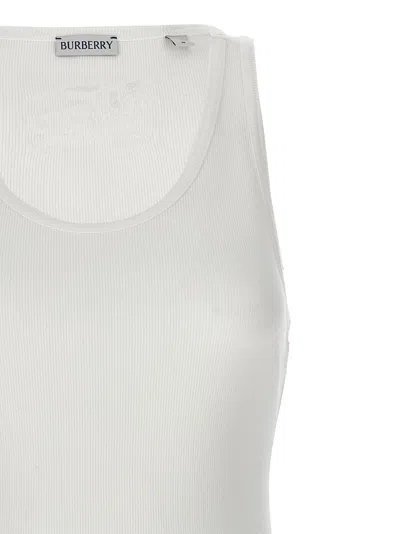 Shop Burberry Logo Embroidery Tank Top Tops White
