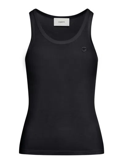 Coperni Round Neck Sleeveless Top With Ribbed Texture In Black