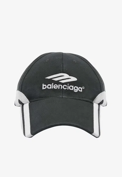 Shop Balenciaga 3b Sports Icon Baseball Cap In Black