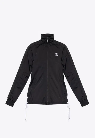 Shop Adidas Originals Always Original Lace-up Track Jacket In Black