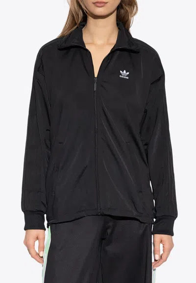 Shop Adidas Originals Always Original Lace-up Track Jacket In Black