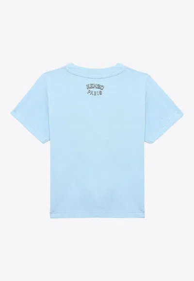 Shop Kenzo Babies Tiger Print Logo T-shirt In Blue