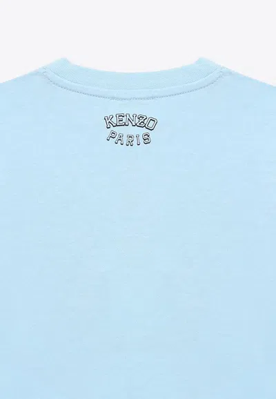 Shop Kenzo Babies Tiger Print Logo T-shirt In Blue