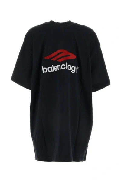 Shop Balenciaga Woman Double Front Tshirt In Black
