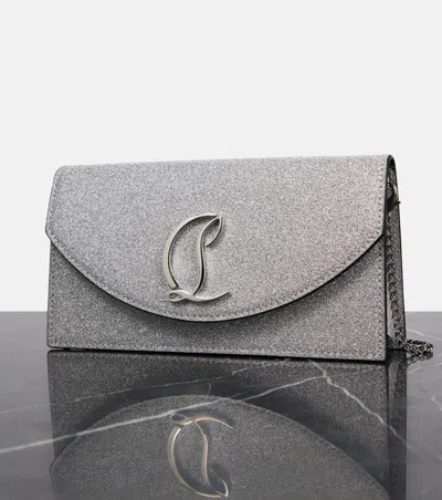 Shop Dior Christian  Women Small Logo Glittered Leather Clutch In Silver