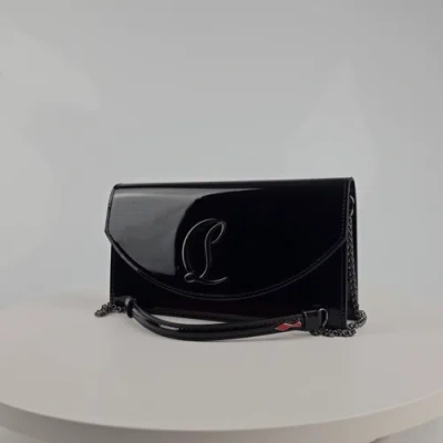 Shop Dior Christian  Women Small Loubi54 Logo Patent Leather Bag In Black