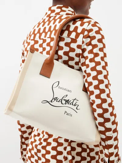 Shop Dior Christian  Women Small Nastroloubi Canvas Tote Bag In Cream