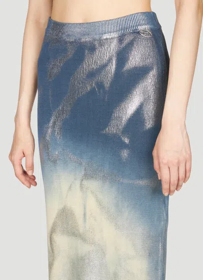 Shop Diesel Women M-ilan Midi Skirt In Blue
