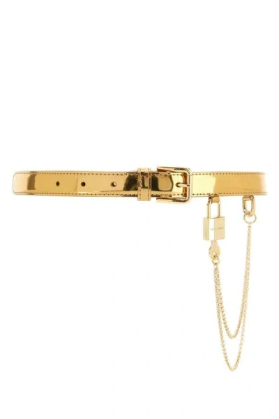 Shop Dolce & Gabbana Woman Golden Leather Belt