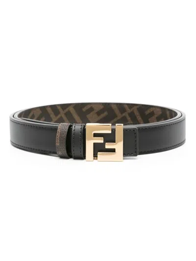 Shop Fendi Men Ff Squared Reversible Belt In Black