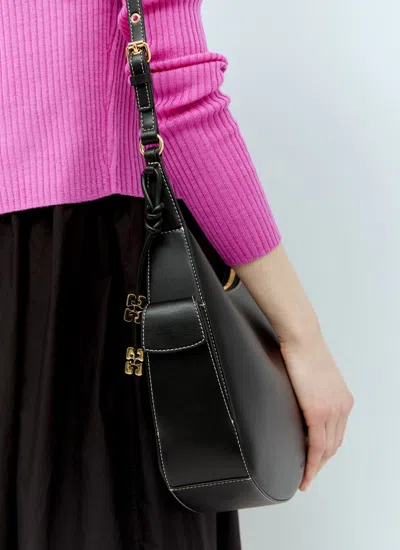 Shop Ganni Women Large Swing Shoulder Bag In Black