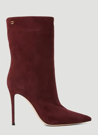 Shop Gianvito Rossi Women Reus Suede High Heel Boots In Red