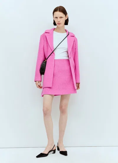 Shop Ganni Women Twill Wool Suiting Mini Skirt In Pink