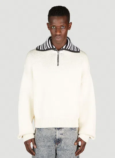 Shop Marni Men Stripe Collar Sweater In White
