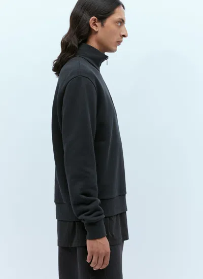 Shop Moncler Men Logo Patch Half-zip Sweatshirt In Black