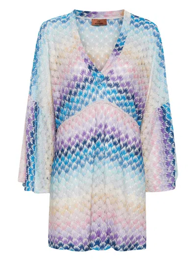 Shop Missoni Beach Cover-up With Zigzag Pattern In Blue