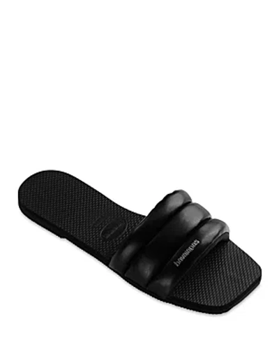 Shop Havaianas Women's You Milan Slip On Quilted Slide Sandals In Black