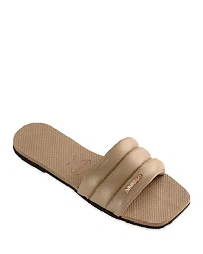 Shop Havaianas Women's You Milan Slip On Quilted Slide Sandals In Tan
