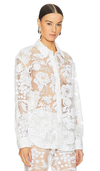 Shop Aknvas X Revolve Cara Embroidered Button Down Blouse In 白色