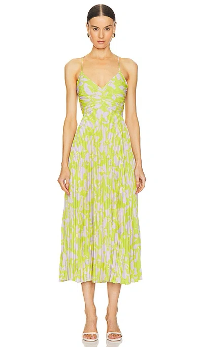 Shop Astr Blythe Dress In Lime & Lavender Floral