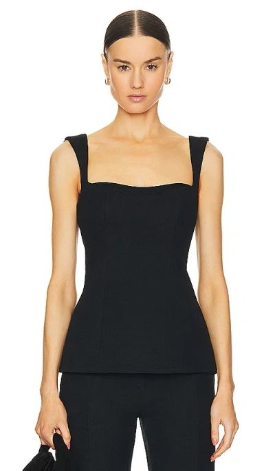 Clea Simona Panelled Peplum-hem Tank Top In 黑色